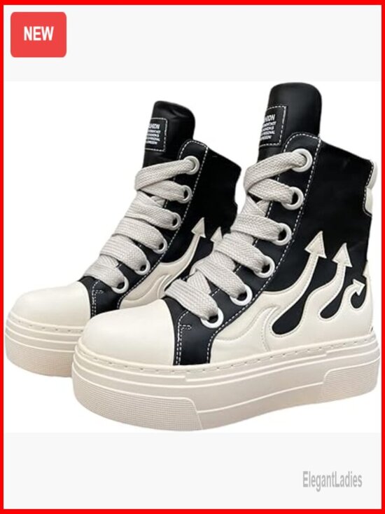 Shoes - Chunky Platform Sneakers, Thick Sole, Vegan Leather, Unisex Fashion